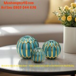Decorative Objects for Home Decor – Glossy Ceramic Orbs Sculpture and Statues for Shelf Styling